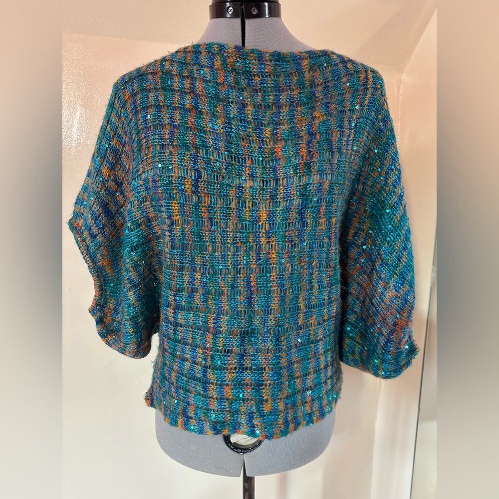 Mystree Hand Knit Sweater | Artisan Multicolor Knit Batwing Top | S/M